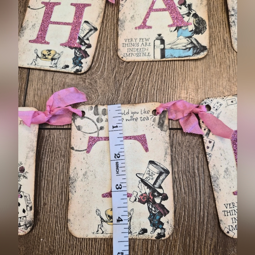 Alice in Wonderland Vintage Inspired Party Supplies Birthday Banner Cupcake Pick - Picture 5 of 14